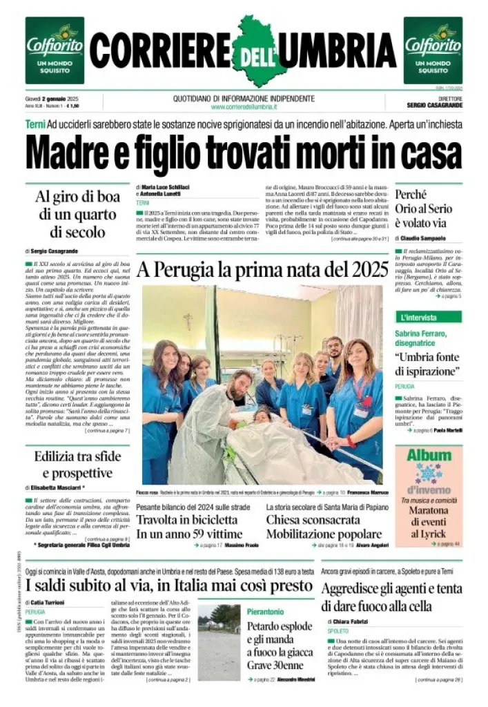 Prima-pagina-corriere umbria-del-2025-01-02